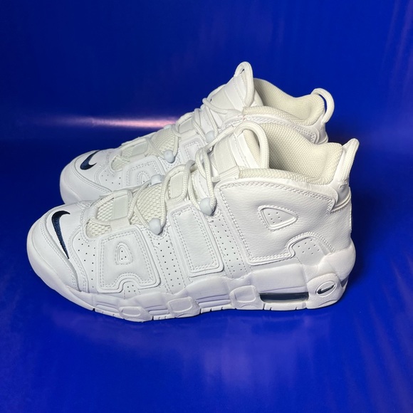 Nike Air More Uptempo Triple White GS Size 6.5Y Women 8 Same Day Shipping - Picture 3 of 8